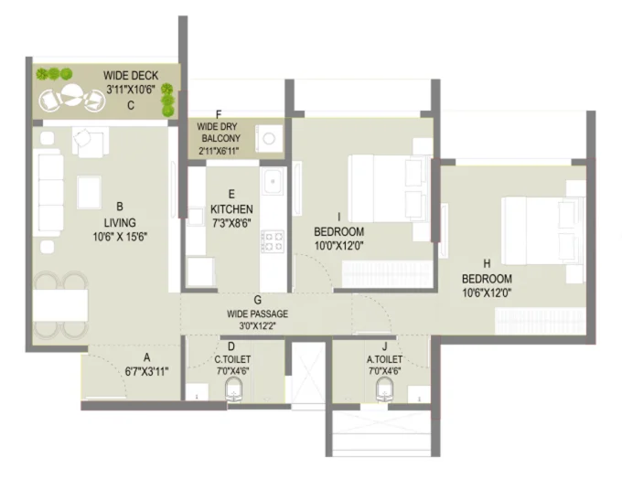 Kolte Patil Serenova 2 BHK Layout